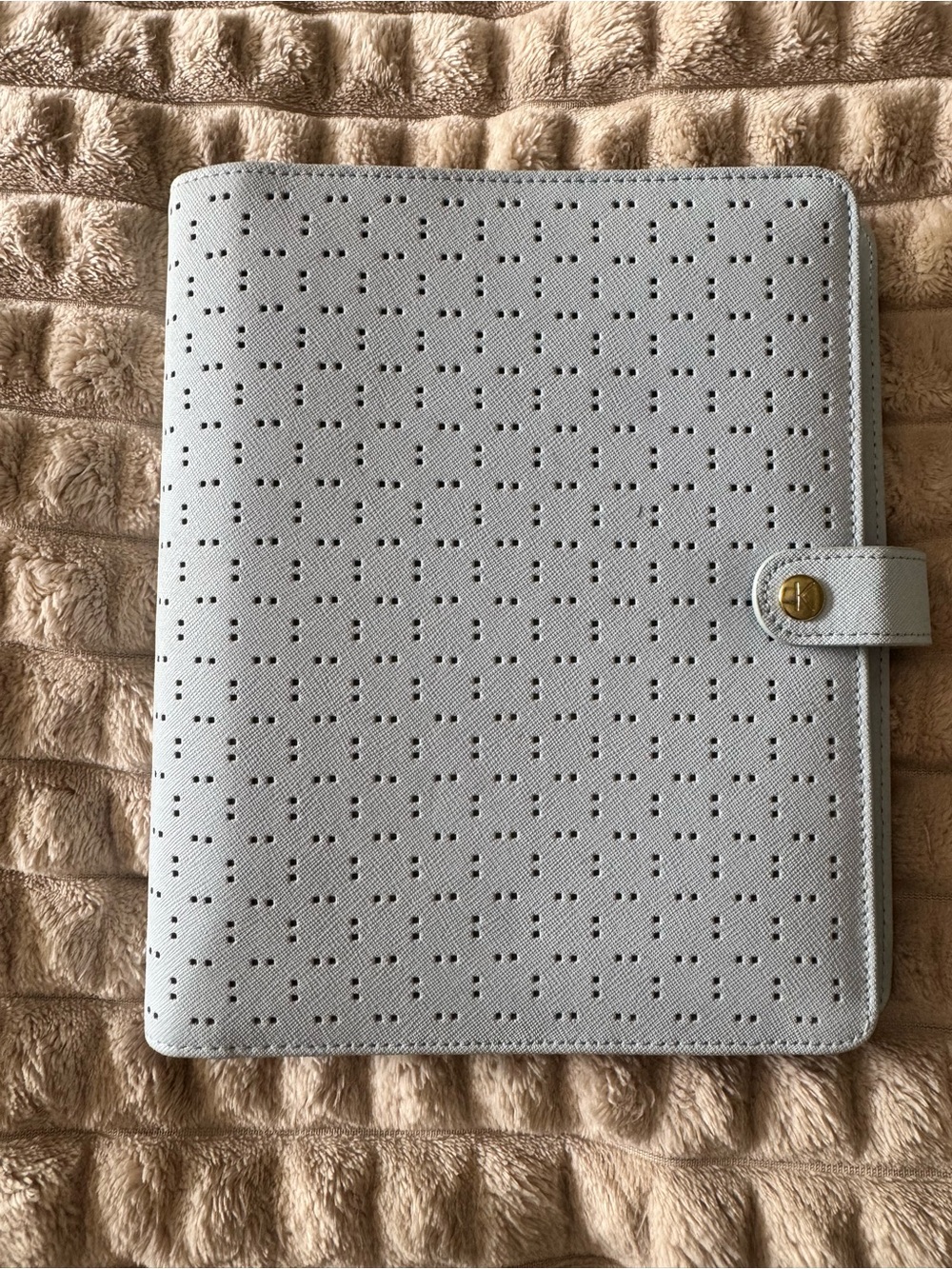 kikki.K Perforated Planner Cover in Light Gray with Gold Snap